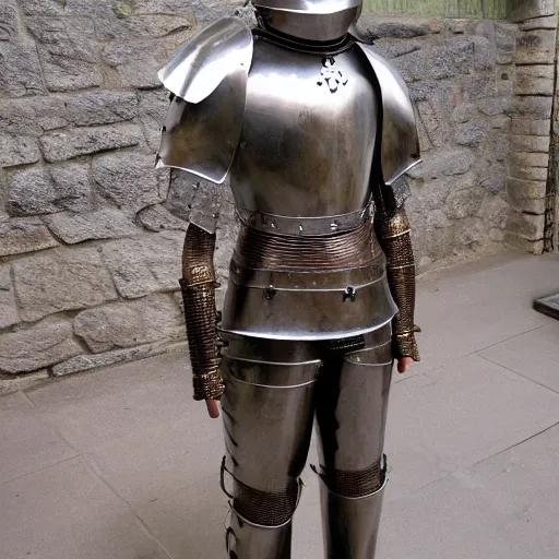 Prompt: full plate suit of armour, inspired by Anglo-Saxon archaeological finds