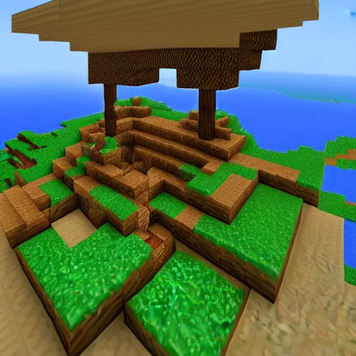 Prompt: minecraft aether mod, minecraft heaven, flying island