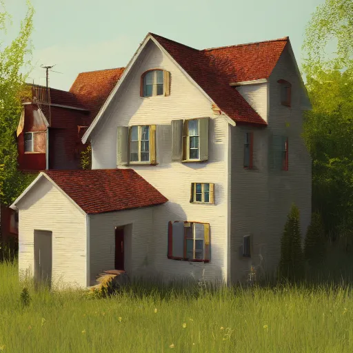 Image similar to house, painted by a blind person, cgsociety, artstation, 4 k, 8 k