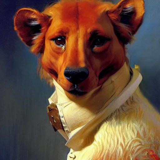 Image similar to a portrait of an animal wearing a shirt. highly detailed painting by gaston bussiere, craig mullins, j. c. leyendecker, furry