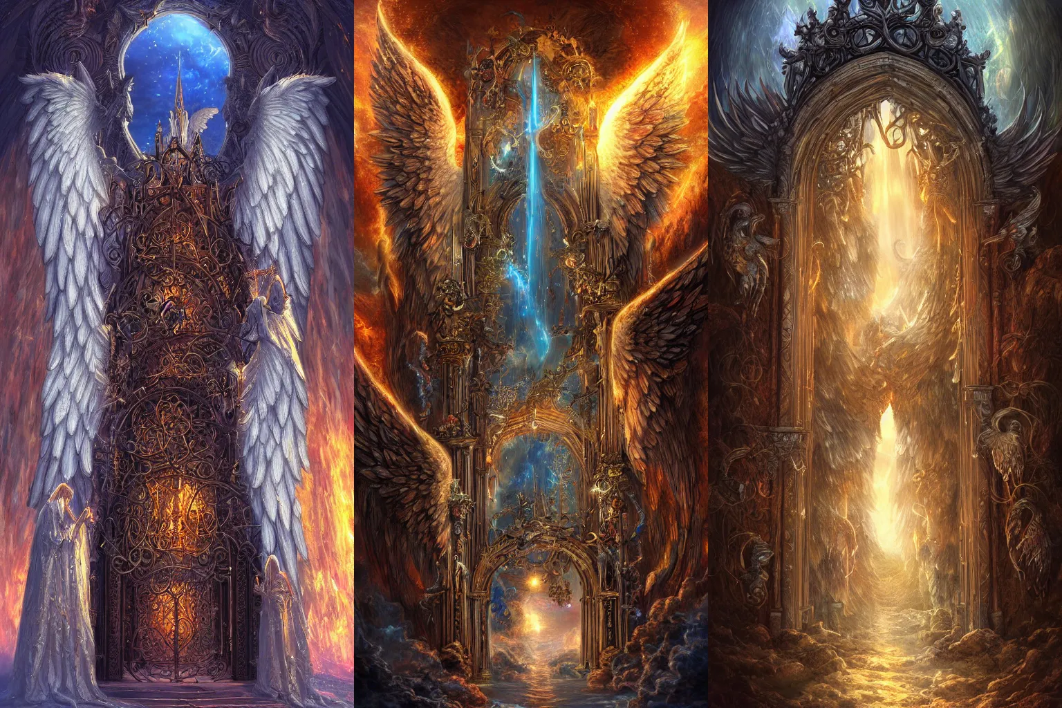 Prompt: The gate to the eternal kingdom of Angels, fantasy, digital art, HD, detailed.