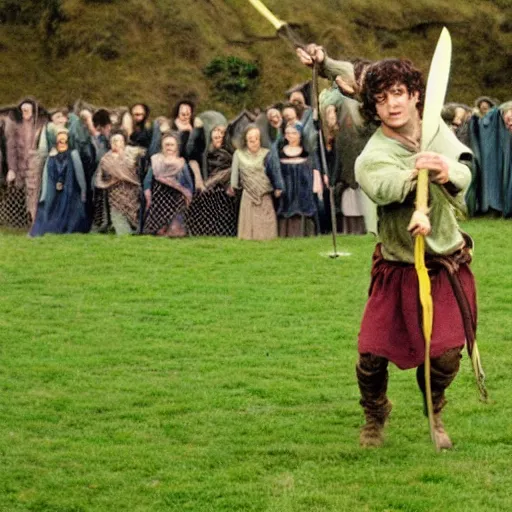 Image similar to frodo baggins playing quidditch