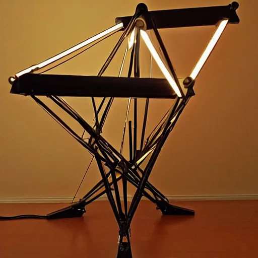 Image similar to futuristic sci - fi professional lighting. hobby diy engineering photo. tensegrity captain's chair