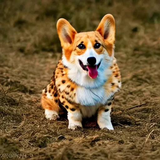 Image similar to a hybrid between a corgi and a cheetah, photography, award - winning, national geographic channel, discovery channel, 8 k