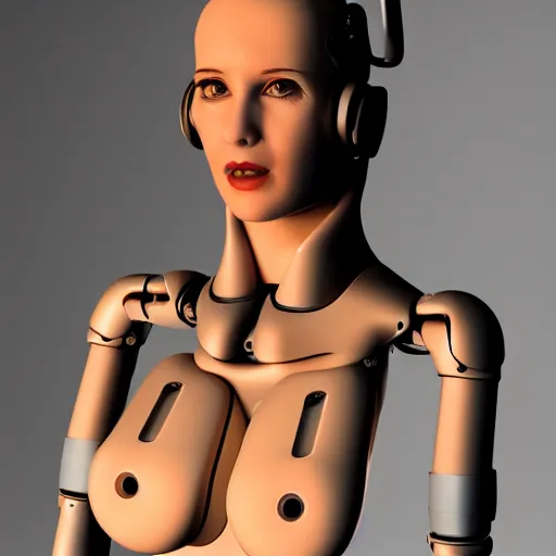 Image similar to female alive robot girl full frontal, anna uddenberg style, housewife, fur, 8 k, highly detailed