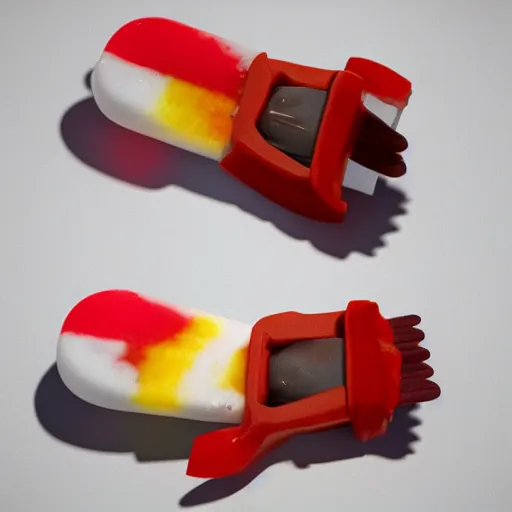Image similar to popsicles shaped like screaming chucky doll octane render, unreal engine