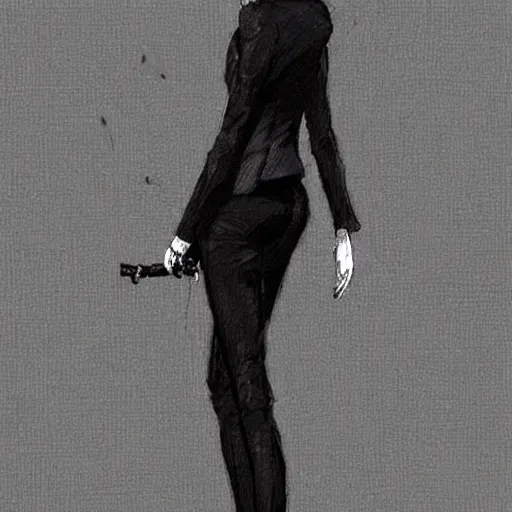Prompt: slim girl in tuxedo with short black hair, elegant, 2d, ultra highly detailed, digital painting, smooth, sharp focus, artstation, art by Tsutomu Nihei