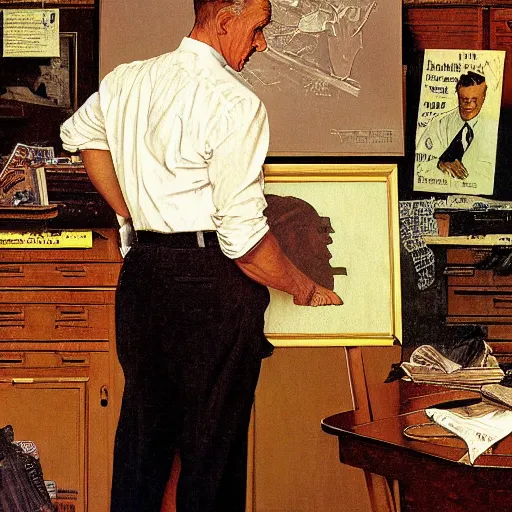 Image similar to a portrait painting of a business man. Painted by Norman Rockwell