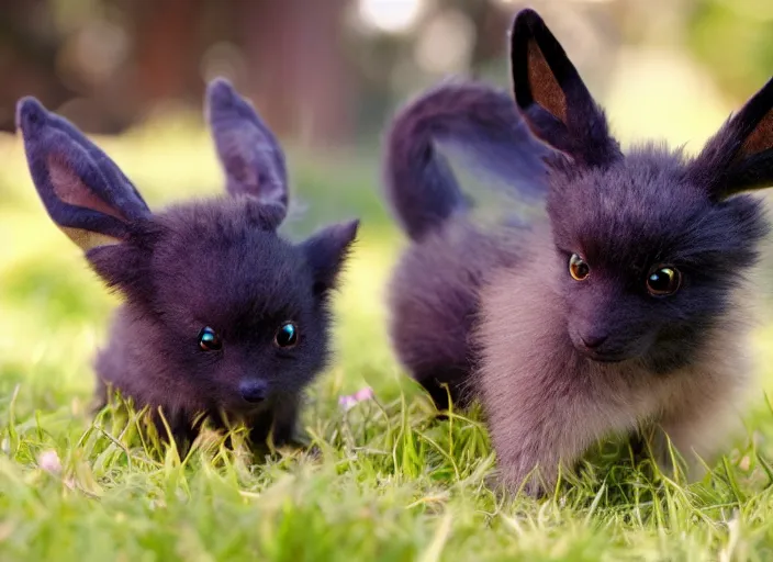 Prompt: real life pokemon umbreon, adorable, fluffy, ultra realistic, golden hour, sharp focus