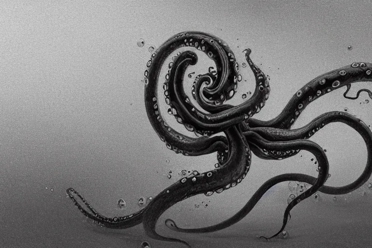 Image similar to ultra realist wide shot soft painting of slimy tentacles covered with eyes, so scary one glance is enough to drive a man insane, very intricate details, ultra dense fog, golden ratio, volumetric black and white lighting, reflections, refractions, symmetry accurate anatomy features, unreal render