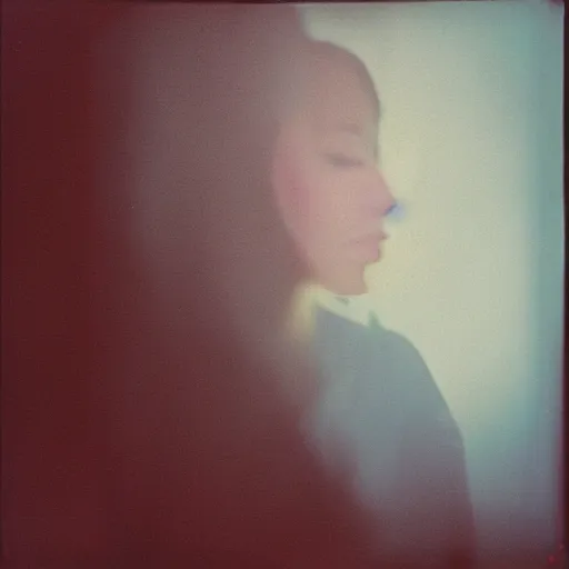 Image similar to pinhole photo : dream, smoke, silhouette, face, mirror, double exposure, chromatic aberration, kodachrome