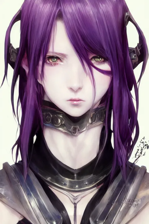 Image similar to portrait Anime girl in cyberpunk trinity blood armor, cute-fine-face, violet-hair pretty face, realistic shaded Perfect face, fine details. Anime. realistic shaded lighting by Ilya Kuvshinov katsuhiro otomo ghost-in-the-shell, magali villeneuve, artgerm, rutkowski, WLOP Jeremy Lipkin and Giuseppe Dangelico Pino and Michael Garmash and Rob Rey and Yoshitaka Amano and Thores Shibamoto