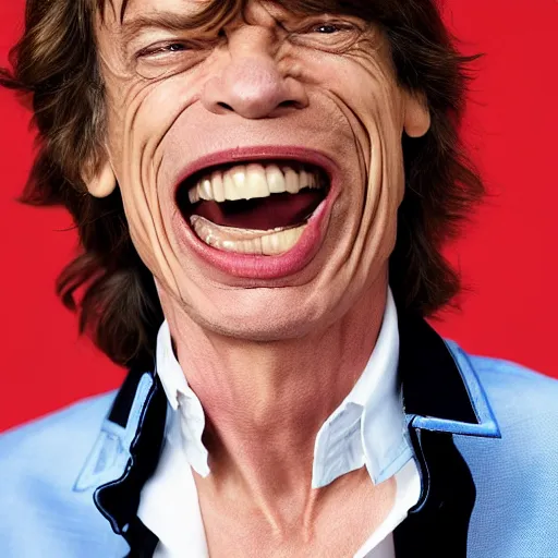 Image similar to mick jagger laughing angrily at the camera