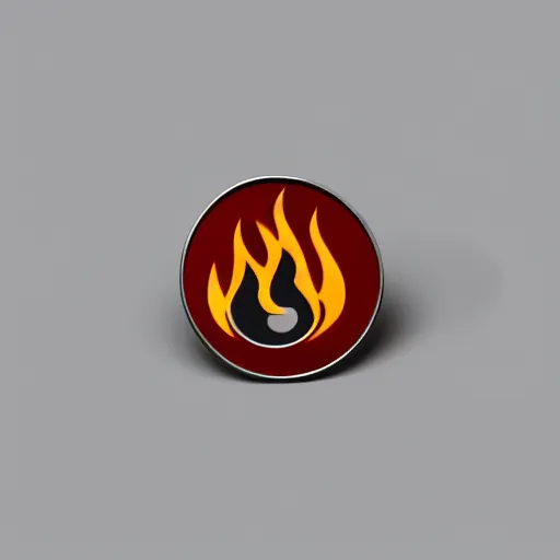 Image similar to a photo of a retro 7 0 s minimalistic clean fire warning enamel pin, studio lighting, behance