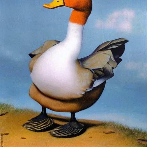 Prompt: oh my god, the duck, don't look at him, surrealism, dreamcore