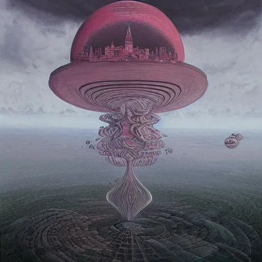 Image similar to swirling futuresynth by jakub rozalski, by paul laffoley. a beautiful drawing of a castle in the clouds.