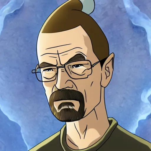 Image similar to walter white in the style of avatar the last airbender