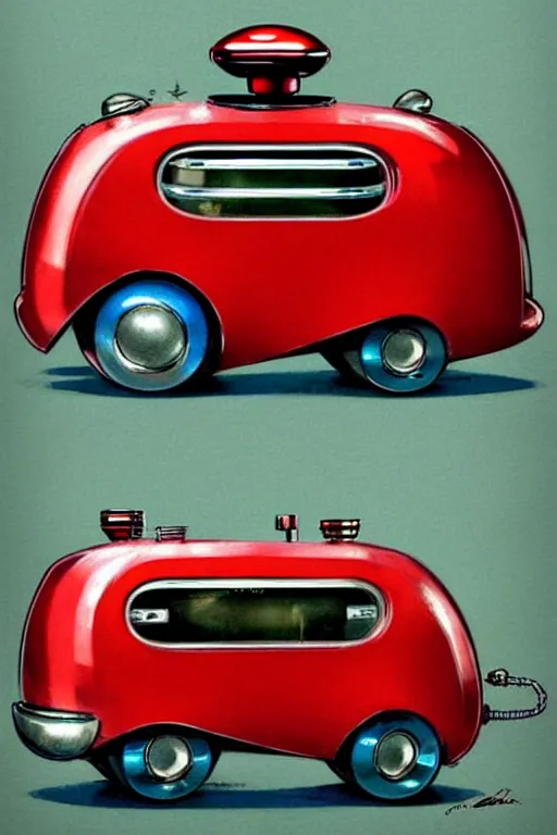 Image similar to ( ( ( ( ( 1 9 5 0 s retro future android robot fat robot toaster mouse wagon. muted colors., ) ) ) ) ) by jean - baptiste monge,!!!!!!!!!!!!!!!!!!!!!!!!! chrome red