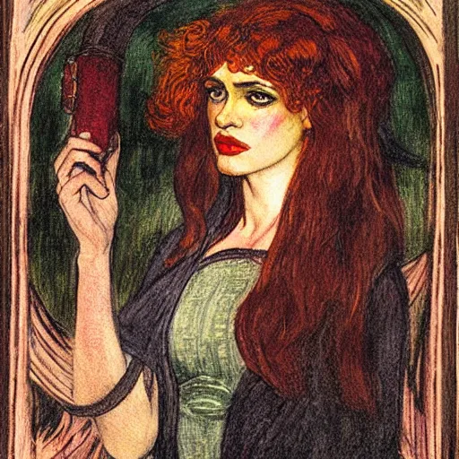 Prompt: witch circe of the odyssey, art by dante gabriel rossetti