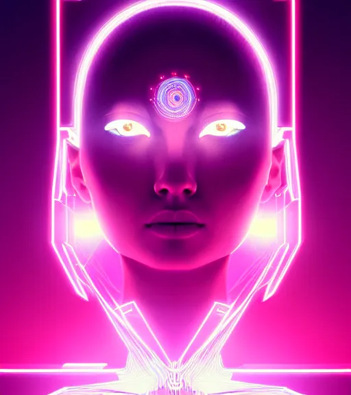 Image similar to symmetry!! european princess of technology, solid cube of light, hard edges, product render retro - futuristic poster scifi, lasers and neon circuits, beautiful european princess, intricate, elegant, highly detailed, digital painting, artstation, concept art, smooth, sharp focus, illustration, dreamlike, art by artgerm