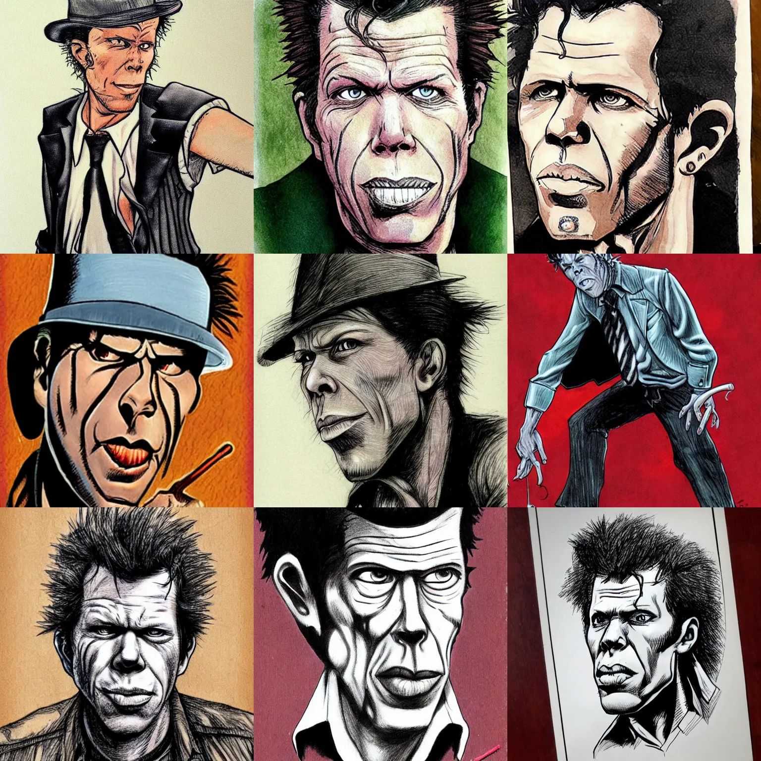 Prompt: tom waits drawn by rob liefeld