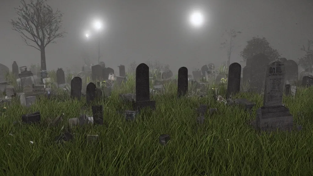 Prompt: grave diggers in graveyard on a stormy night, unreal engine,