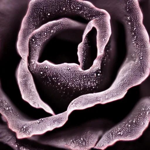 Image similar to award - winning macro of a beautiful black rose made of glowing molten magma