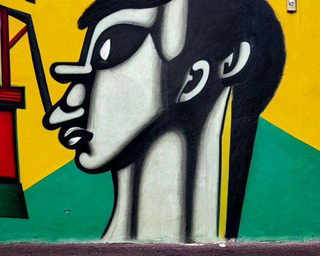 Prompt: gilberto gil street art by giorgio de chirico