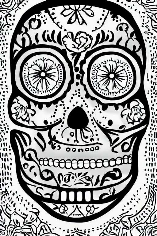 Image similar to Illustration of a sugar skull day of the dead girl, art by chris ware