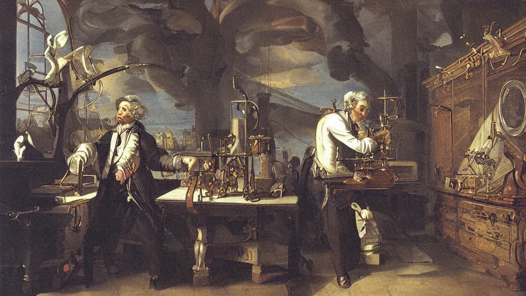 Prompt: a scientist in a labratory baroque artwork