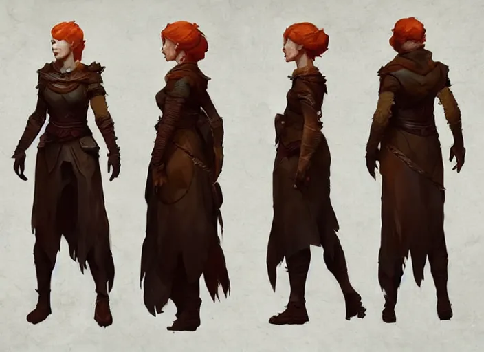 Image similar to character sheet for a beautiful ginger woman healer for dragon age by greg rutkowski, by studio ghibli, digital art, trending on artstation, hd, 8 k, highly detailed, good lighting, beautiful, masterpiece