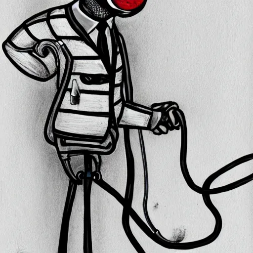 Image similar to a drawing of a clown with a stethoscope, a character portrait by david firth, trending on deviantart, neoplasticism, creepypasta, freakshow, macabre, white background