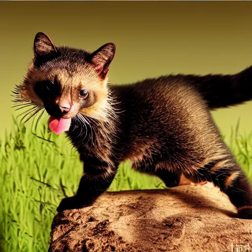 Image similar to a honeybadger - cat - hybrid, animal photography