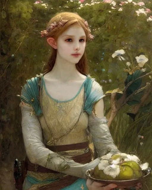 Image similar to a beautiful elf princess by Edgar Maxence, Ross Tran and Jules Bastien-Lepage