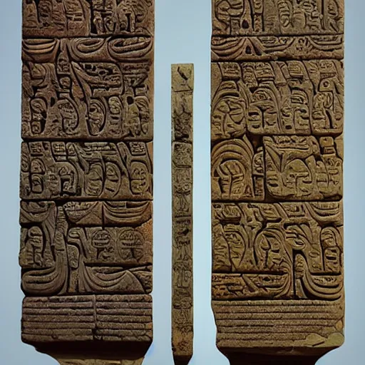 Image similar to two ancient carved Akkadian stone tablets by Kilian Eng, by Sandra Chevrie