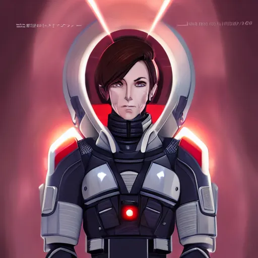 Image similar to portrait of commander shepard, anime fantasy illustration by tomoyuki yamasaki, kyoto studio, madhouse, ufotable, trending on artstation