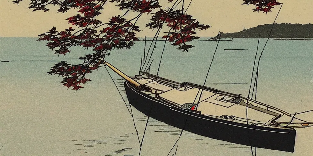 Image similar to 🍁 🌅 ⛵ 🍂. shin - hanga.