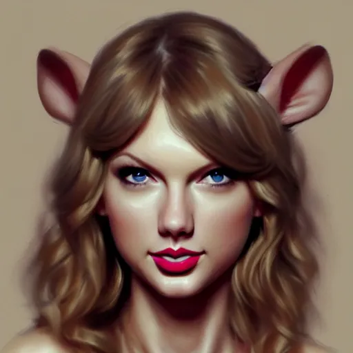 Prompt: Taylor Swift is just a cute little mouse, just a cute little thing, Taylor Swift face, mouse body, blush, high focus, wood paneling, warm lighting, by Artgerm and greg rutkowski, deviantart