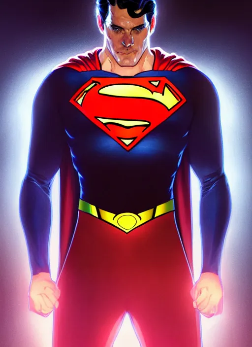 Prompt: symmetry!! portrait of superman, sci - fi, tech wear, glowing lights!! intricate, elegant, highly detailed, digital painting, artstation, concept art, smooth, sharp focus, illustration, art by artgerm and greg rutkowski and alphonse mucha