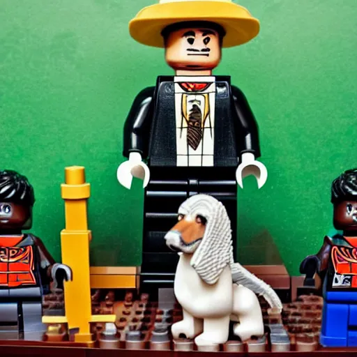 Image similar to a picture of a pastor preaching to his congregation, in the style of LEGO, standing behind a puplit highly detailed