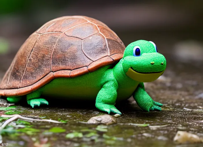 Prompt: national geographic wildlife photo of real life yoshi yoshi in real life in the wild, dinosaur turtle, 8 k, 8 5 mm f 5. 6