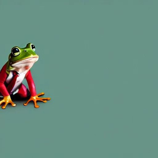 Image similar to a picture of a frog giving a presentation at the office, he is wearing a suit, 4K