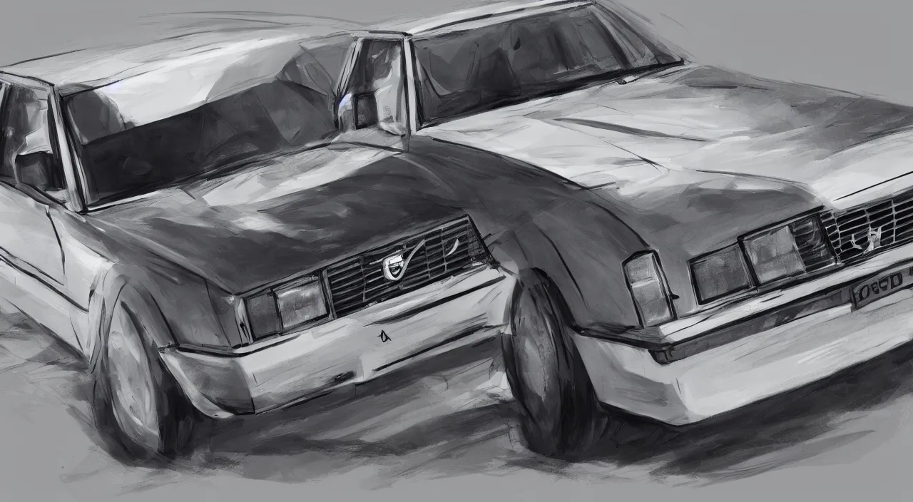 Prompt: concept art of a volvo 240, high detail, high definition, 8k