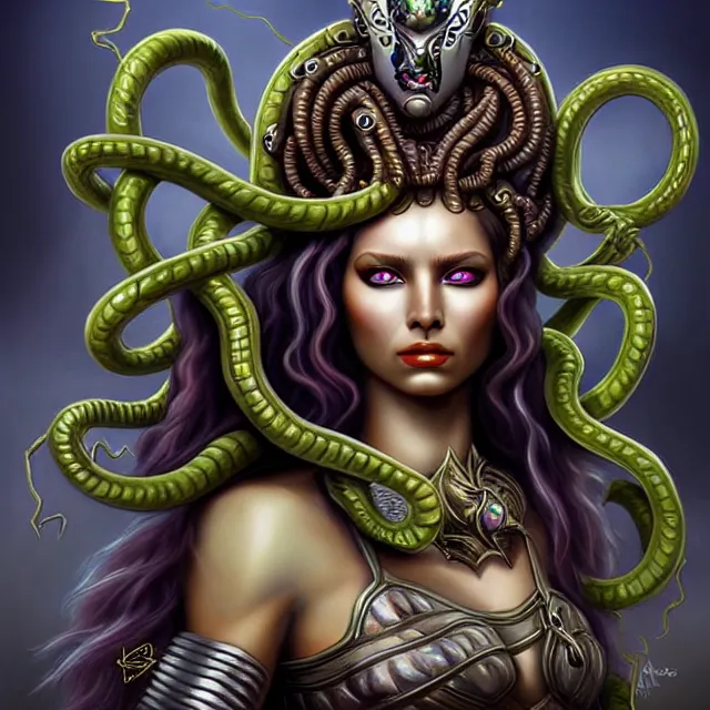 Prompt: beautiful medusa warrior, highly detailed, 8 k, hdr, award - winning, trending on artstation, anne stokes