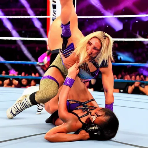 Image similar to sasha banks beating up charlotte flair