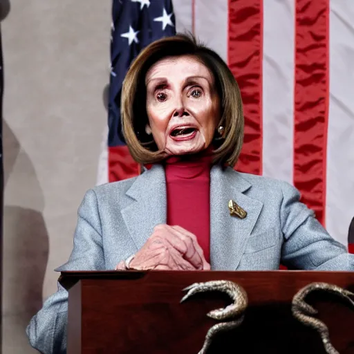 Image similar to Nancy Pelosi as Smaug guarding her pile of treasure