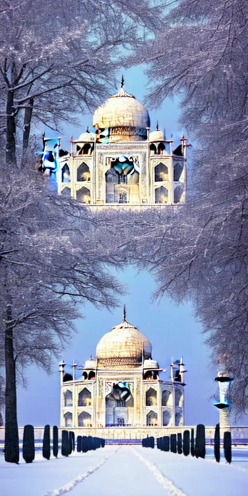Image similar to taj mahal in the snow, photograph,