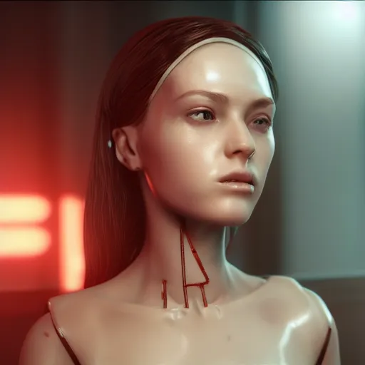 Image similar to a young cyborg woman under maintenance, cgsociety, photorealism, unreal engine 5, unreal engine, prerendered graphics