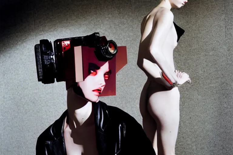 Prompt: fashion editorial photography in a world inspired by katsuhiro otomo