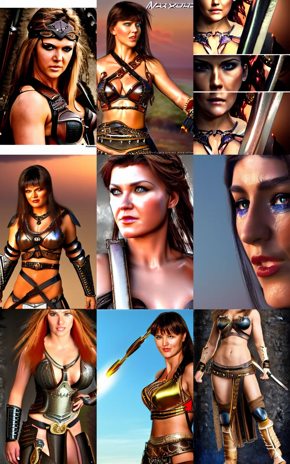 Prompt: Maxim models as Xena Warrior Princess,photorealistic,HDR,8k